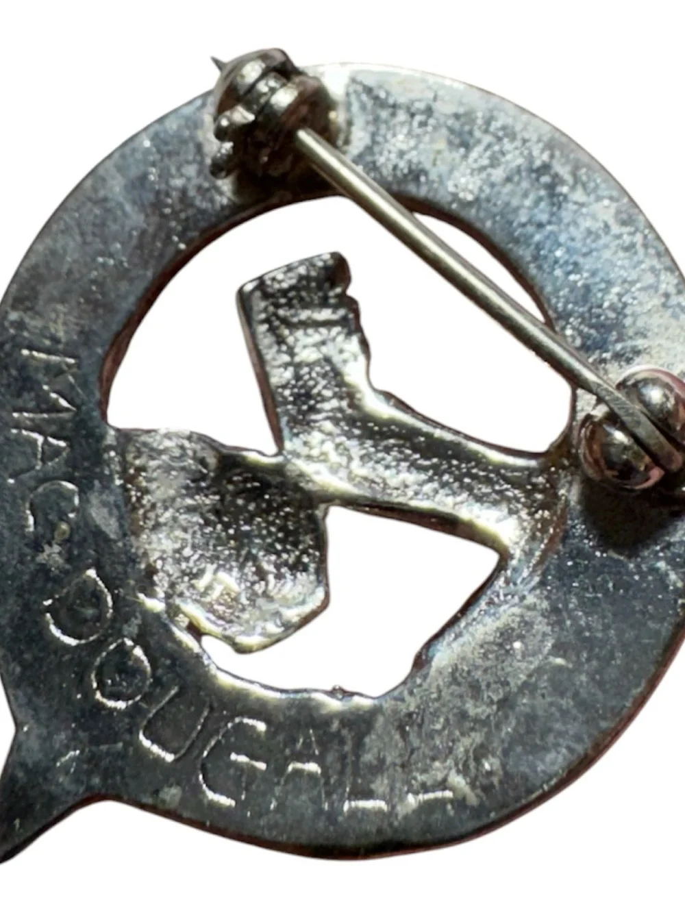 Silver Tone Clan Badge Brooch with Gauntlet Arms